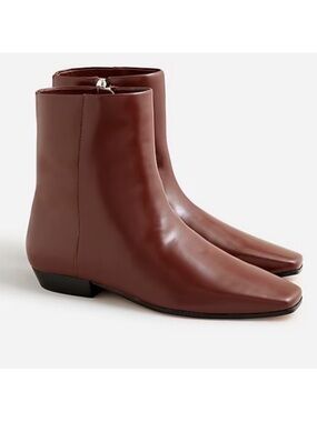 J Crew Square-toe Ankle Boots In Spazzolato Leather Size 8.5